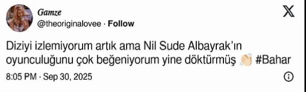 Baharın Sereni: Nil Sude Albayrak'ın Oyunculuğuna Yürekten Beğeniler