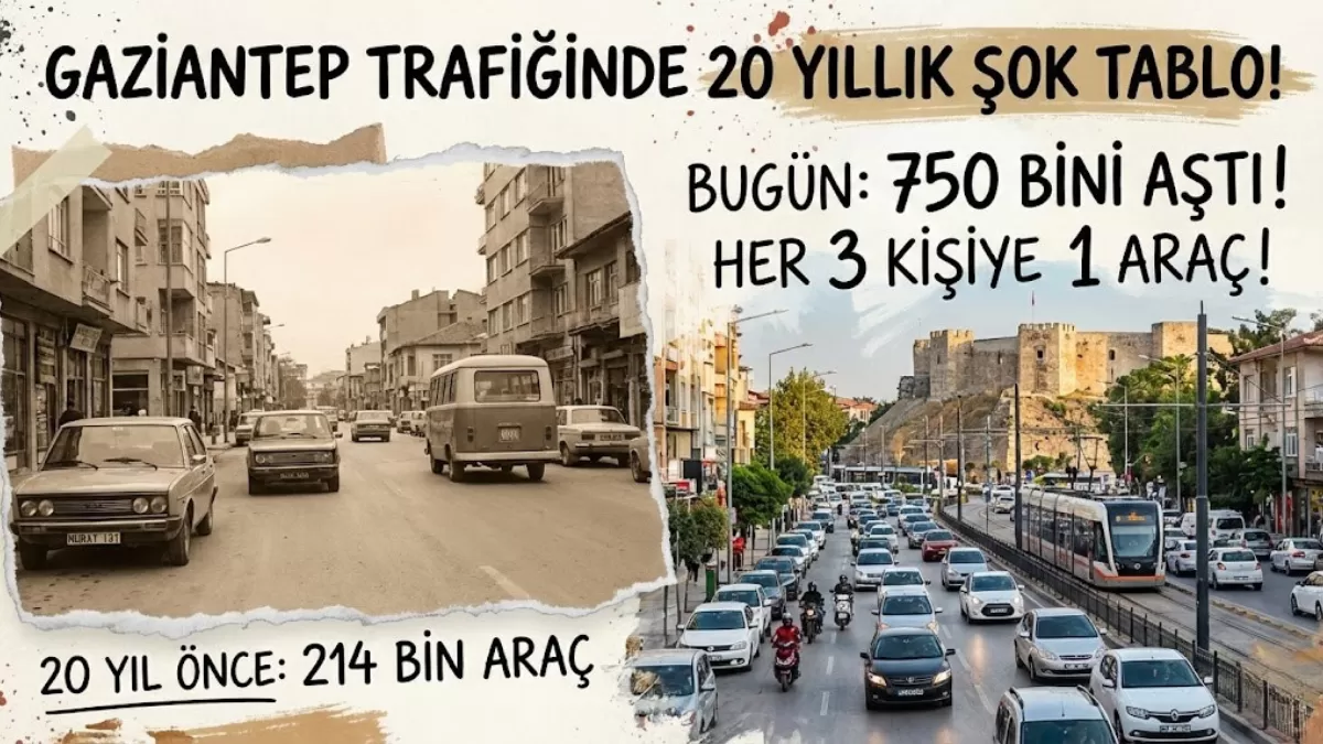 Gaziantep Trafiğinde 20 Yıllık Şok Tablo! Eskiden Kaç Araç Vardı, Şimdi Ne Oldu?