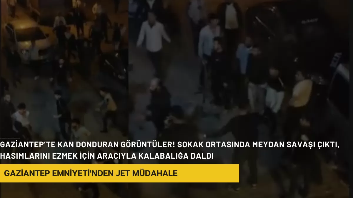 Gaziantep’te Kan Donduran Görüntüler! Sokak Ortasında Meydan Savaşı Çıktı, Hasımlarını Ezmek İçin Aracıyla Kalabalığa Daldı: Olayın Sonu Sürpriz Bitti