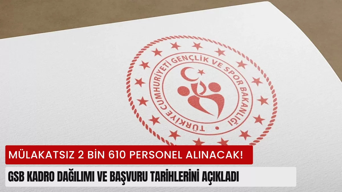 Mülakatsız 2 Bin 610 Personel Alınacak! GSB Kadro Dağılımı ve Başvuru Tarihlerini Açıkladı