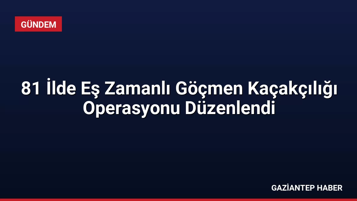 81 İlde Eş Zamanlı Göçmen Kaçakçılığı Operasyonu Düzenlendi