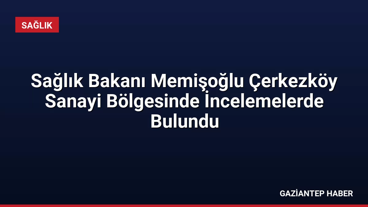 Sağlık Bakanı Memişoğlu Çerkezköy Sanayi Bölgesinde İncelemelerde Bulundu