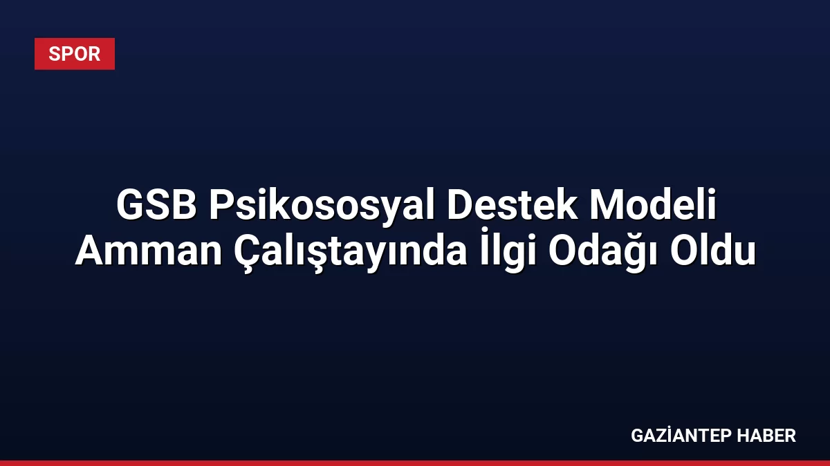 GSB Psikososyal Destek Modeli Amman Çalıştayında İlgi Odağı Oldu